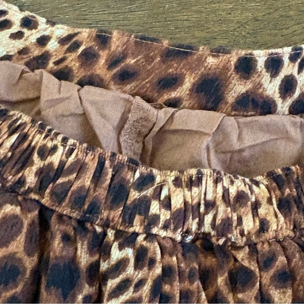 Aerie Leopard Tiered Ruffle Elastic Waist Mini Skirt Shorts 100% Cotton XSMALL - Picture 8 of 12